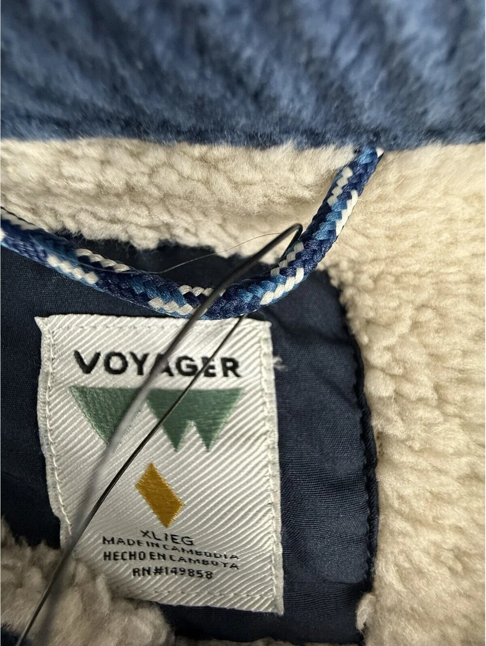 Voyager Men's Blue Striped Lined Snap Front Shacket Jacket, Size XL